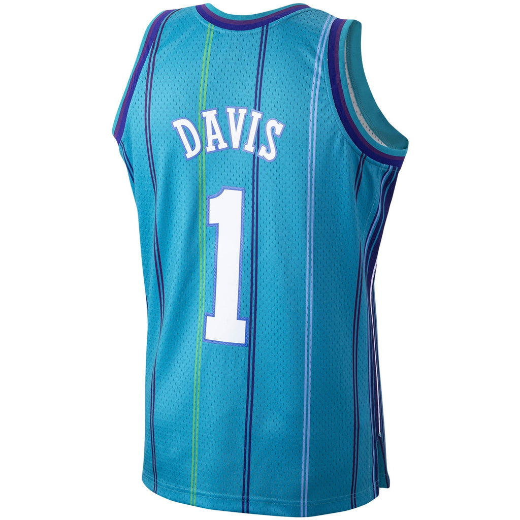 Charlotte Hornets Baron Davis Mitchell & Ness Teal 1999/00 Hardwood Classics Swingman Jersey for Men product image 4,