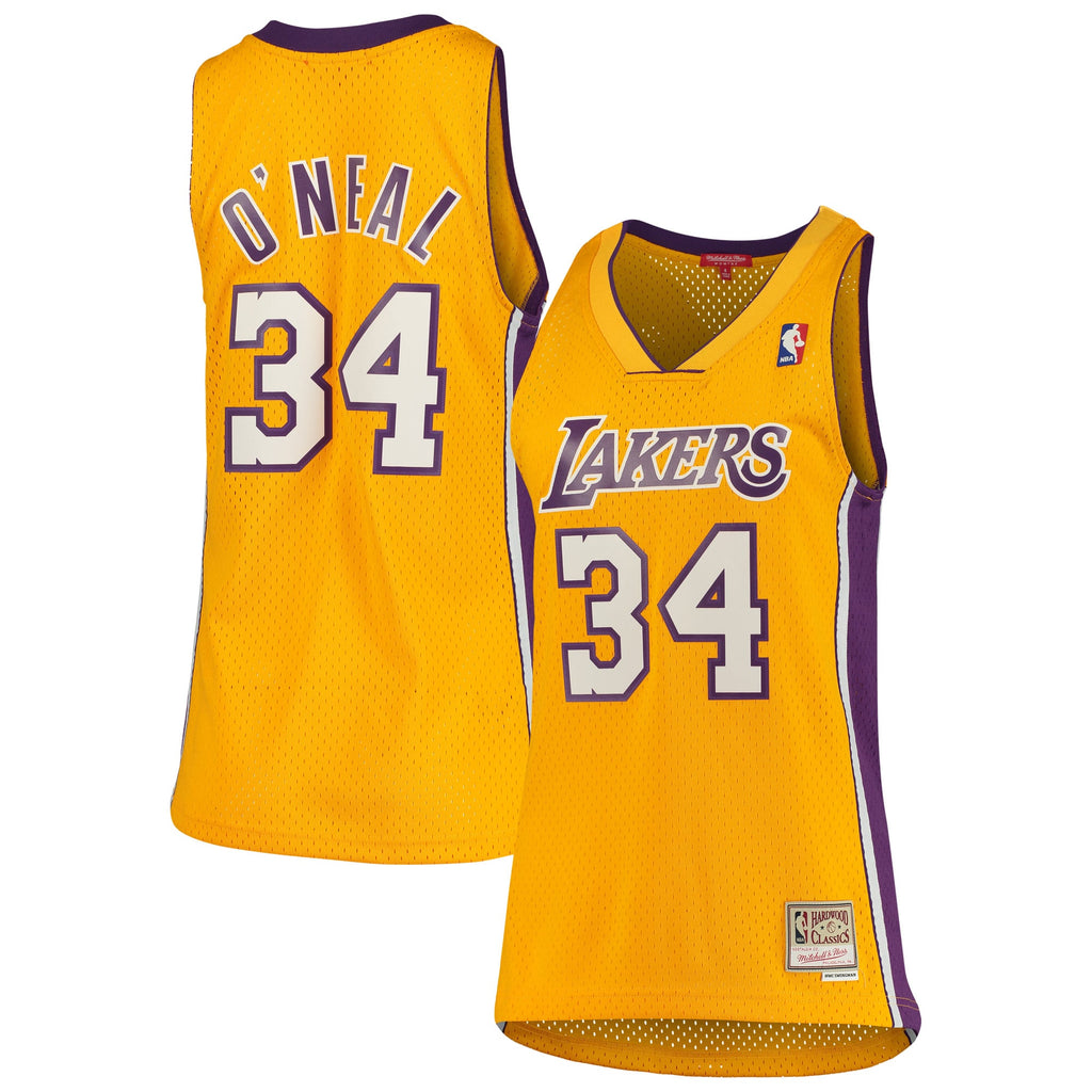Los Angeles Lakers Shaquille O'Neal Mitchell & Ness Gold 1999/00 Hardwood Classics Swingman Jersey for Women product image