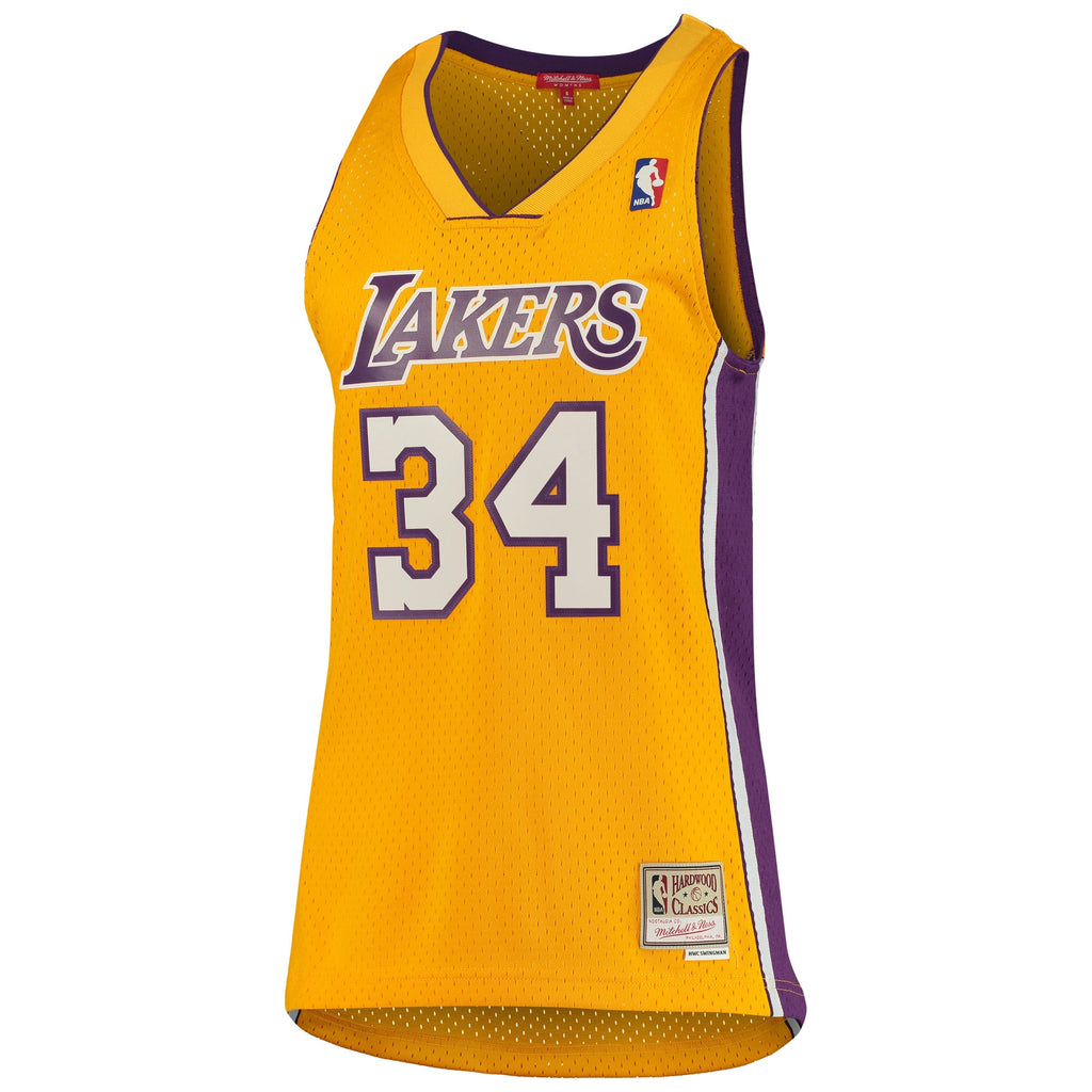 Los Angeles Lakers Shaquille O'Neal Mitchell & Ness Gold 1999/00 Hardwood Classics Swingman Jersey for Women product image
