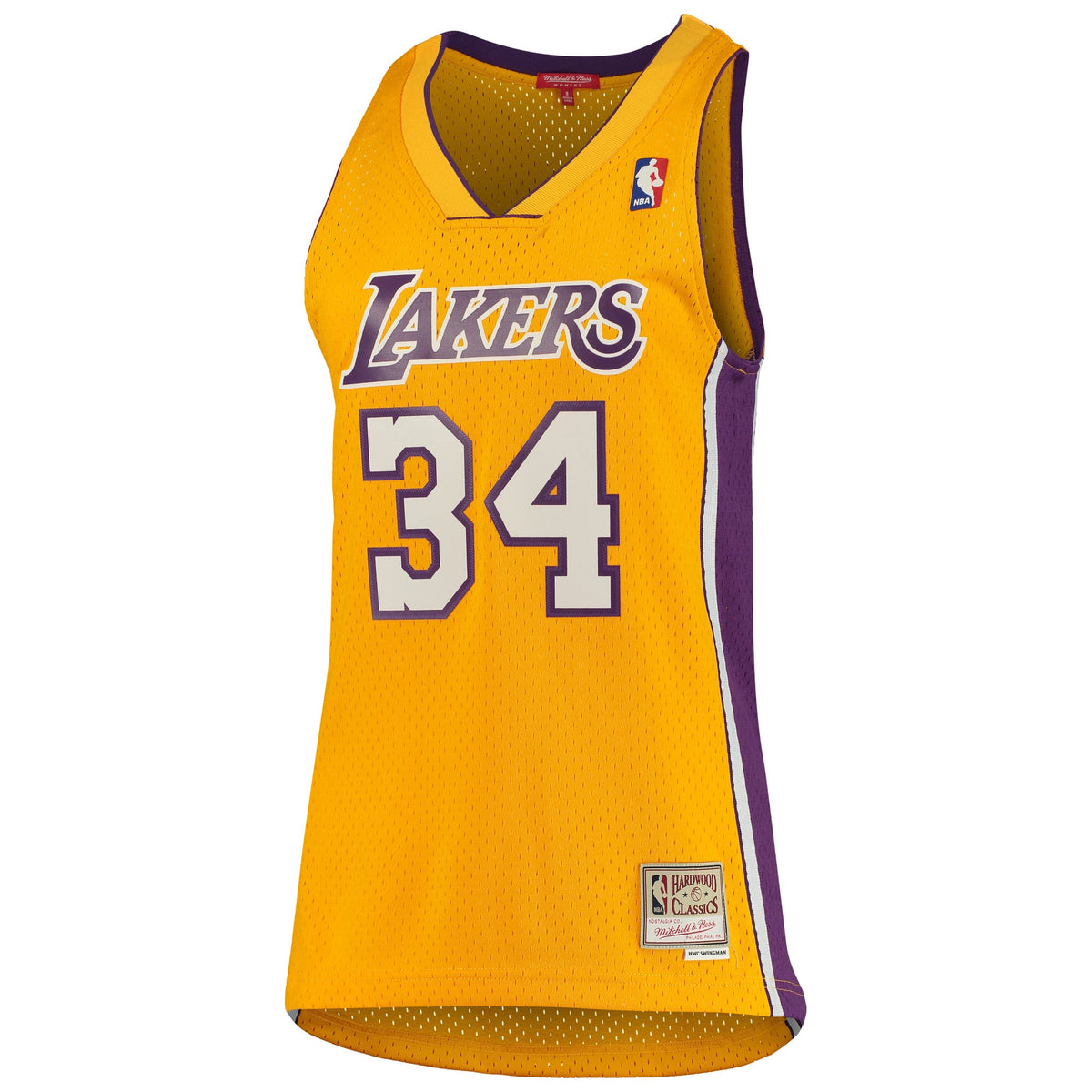 Los Angeles Lakers Shaquille O'Neal Mitchell & Ness Gold 1999/00 Hardwood Classics Swingman Jersey for Women product image