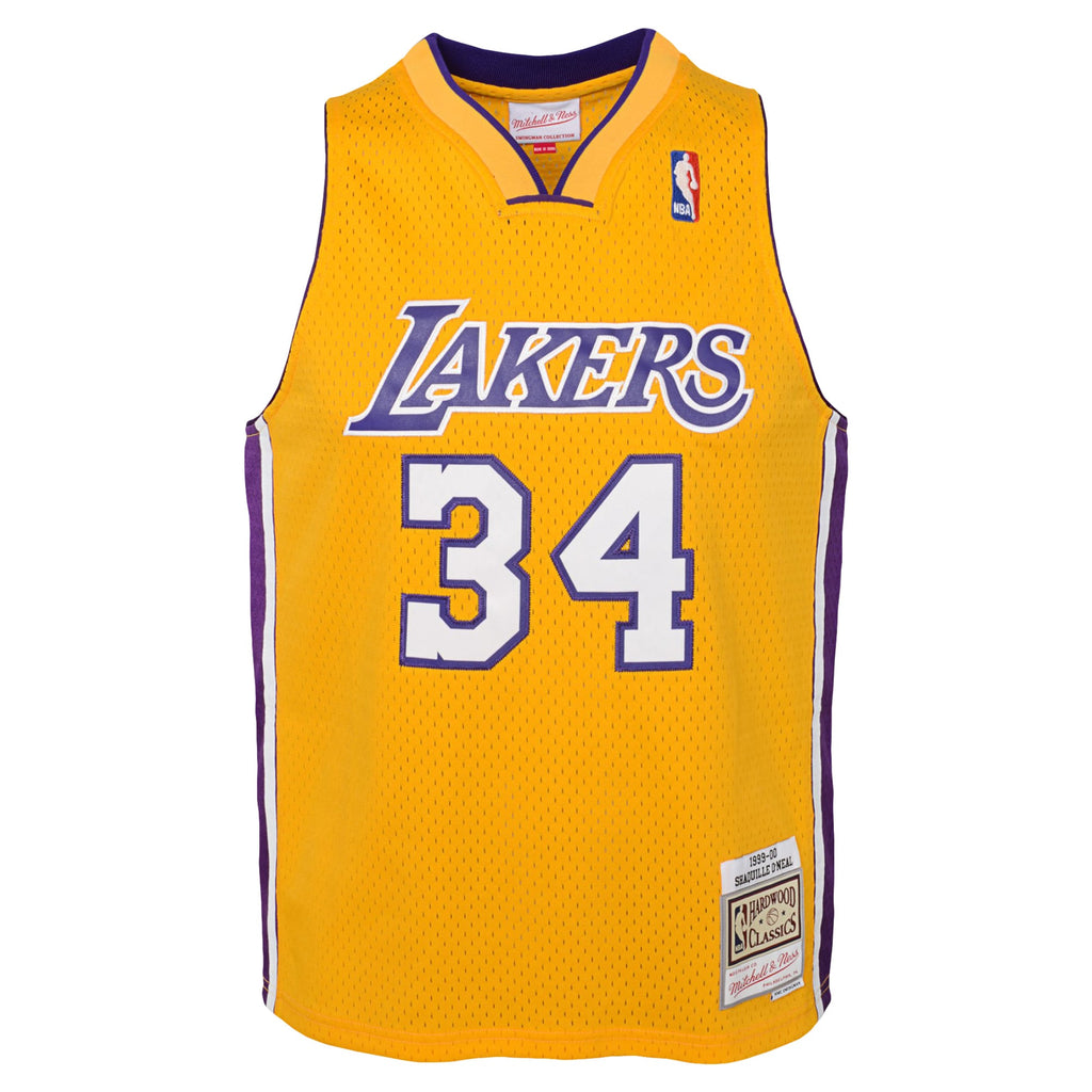 Youth Los Angeles Lakers Shaquille O'Neal Mitchell & Ness Gold 1999/00 Hardwood Classics Swingman Jersey product image 3,