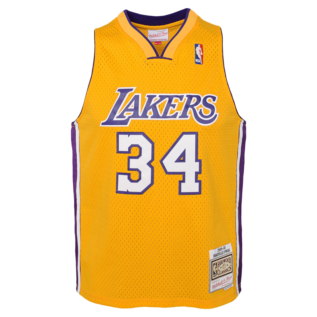 Youth Los Angeles Lakers Shaquille O'Neal Mitchell & Ness Gold 1999/00 Hardwood Classics Swingman Jersey product image 3,