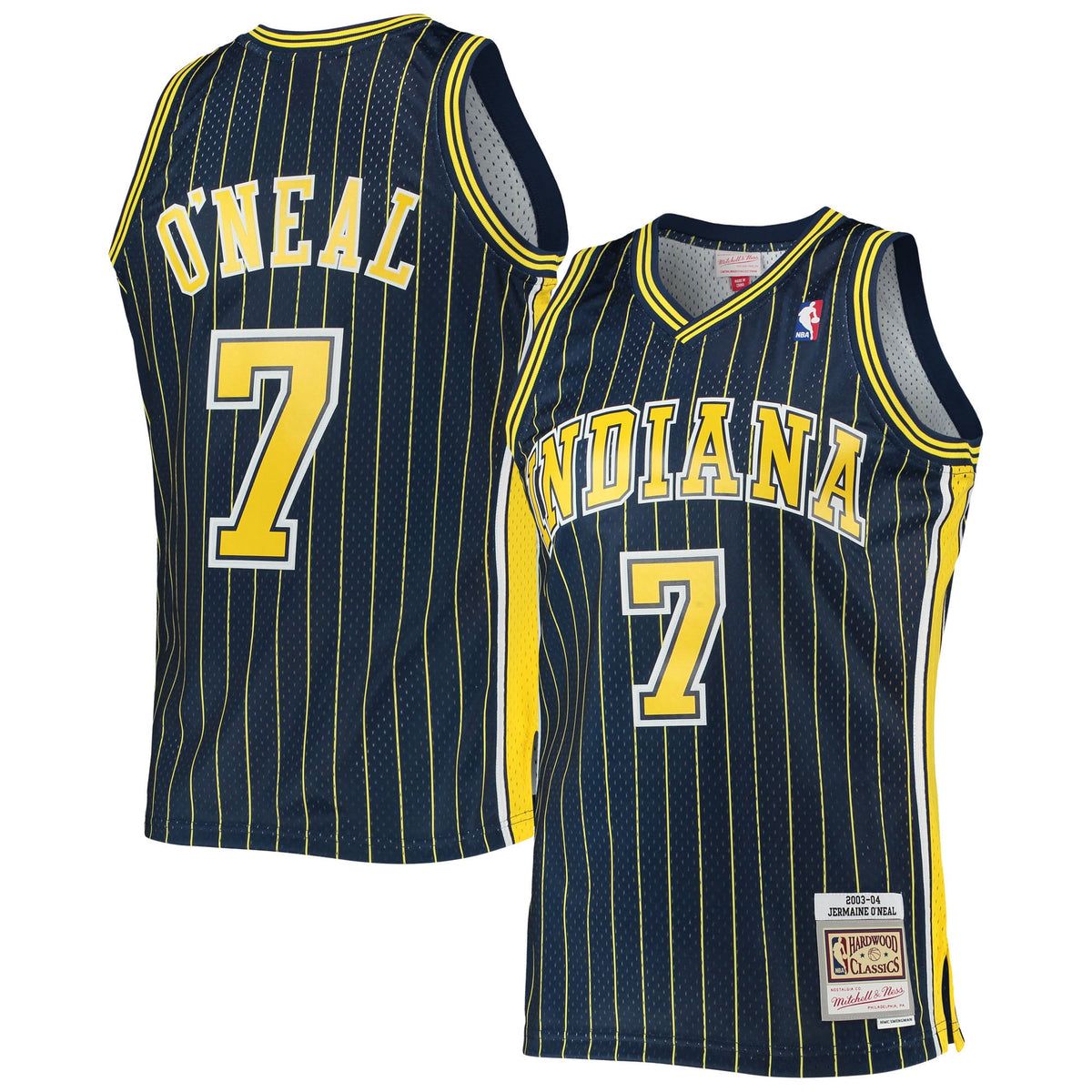 Indiana Pacers Jermaine O'Neal Mitchell & Ness Navy 2003/04 Hardwood Classics Swingman Jersey for Men product image 2,