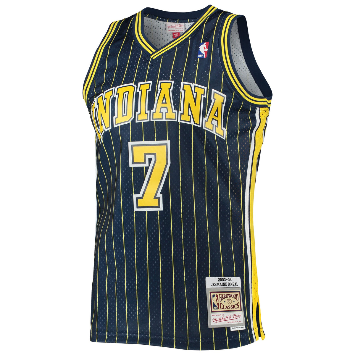 Indiana Pacers Jermaine O'Neal Mitchell & Ness Navy 2003/04 Hardwood Classics Swingman Jersey for Men product image 3,