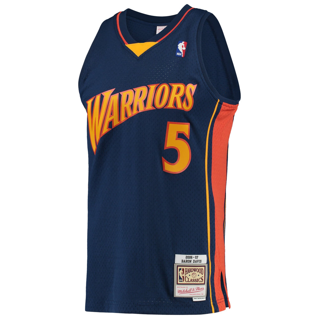 Golden State Warriors Baron Davis Mitchell & Ness Navy 2006/07 Hardwood Classics Swingman Jersey for Men product image 3,