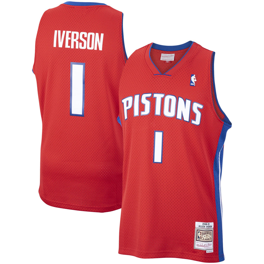 Detroit Pistons Allen Iverson Mitchell & Ness Red 2008/09 Hardwood Classics Swingman Jersey for Men product image 2,