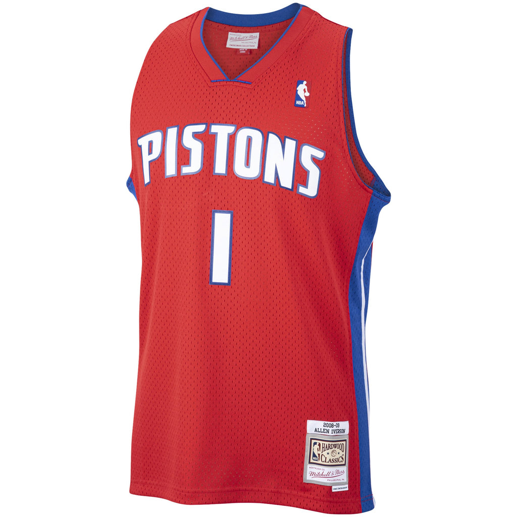 Detroit Pistons Allen Iverson Mitchell & Ness Red 2008/09 Hardwood Classics Swingman Jersey for Men product image 3,