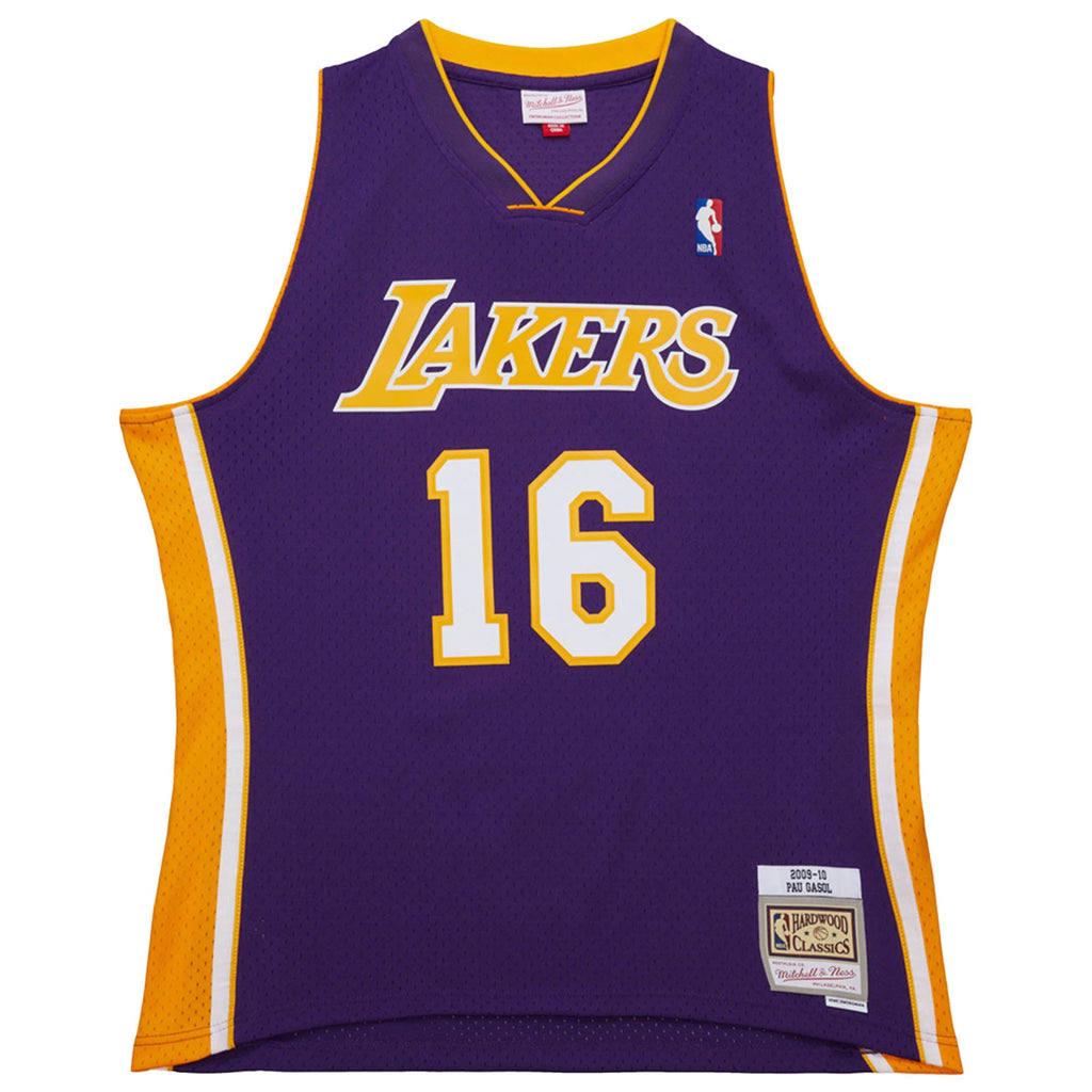 Los Angeles Lakers Pau Gasol Mitchell & Ness Purple 2009/10 Hardwood Classics Swingman Jersey for Men product image 3,