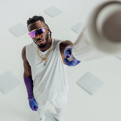 100% AEROCRAFT® Elly 3 White Venom Sunglasses – Purple Mirror Lens Performance Eyewear | Elly De La Cruz Signature