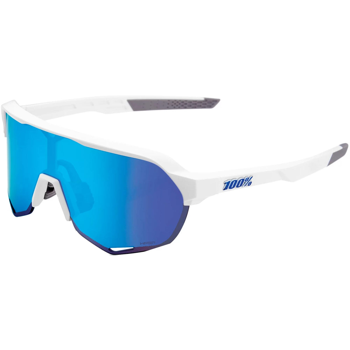 100% S2 Matte White Cycling Sunglasses – HiPER® Blue Multilayer Mirror Lens - 60006-00006 product image 1, provided for