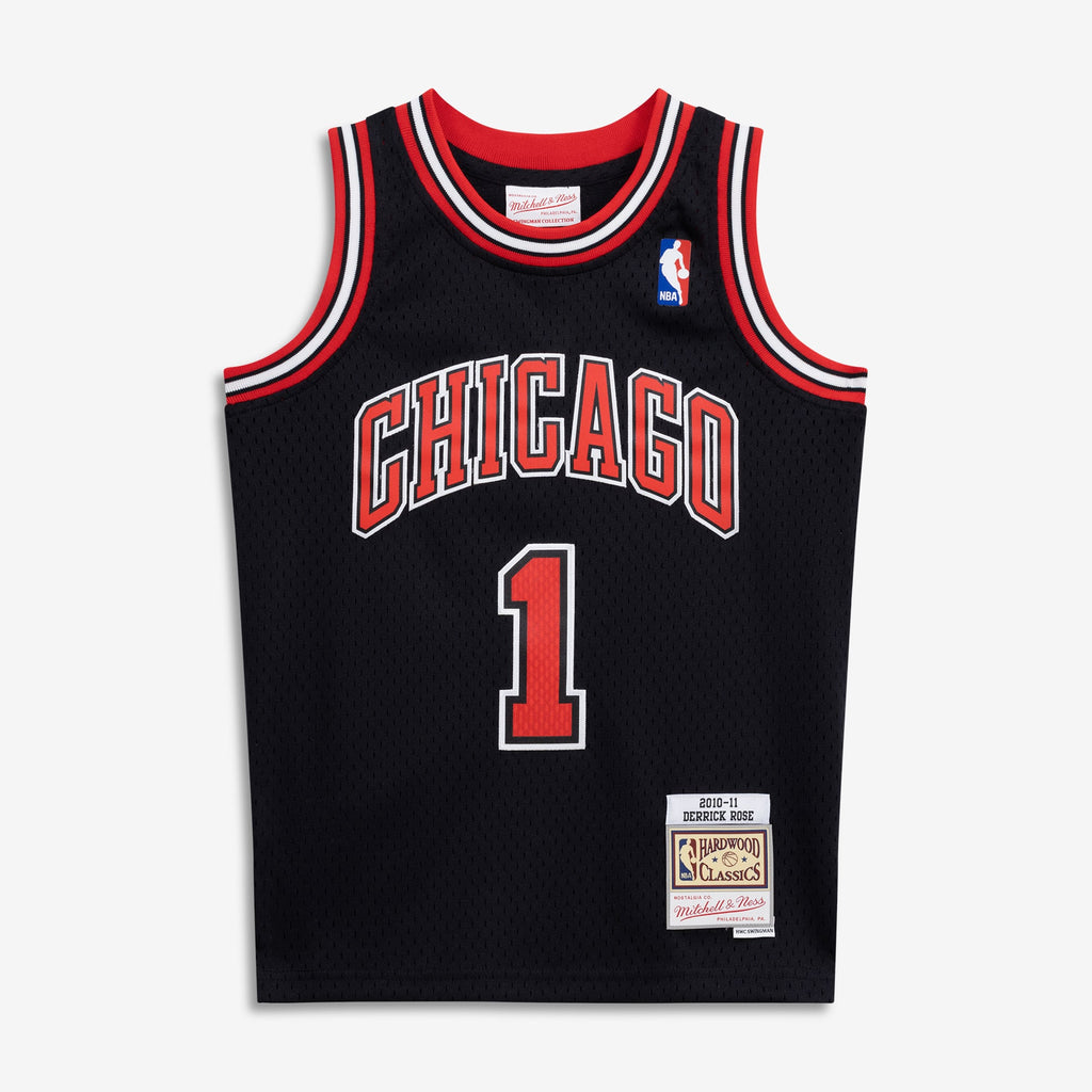 Youth Chicago Bulls Derrick Rose Mitchell & Ness Black 2010/11 Hardwood Classics Swingman Jersey product image 3, provided