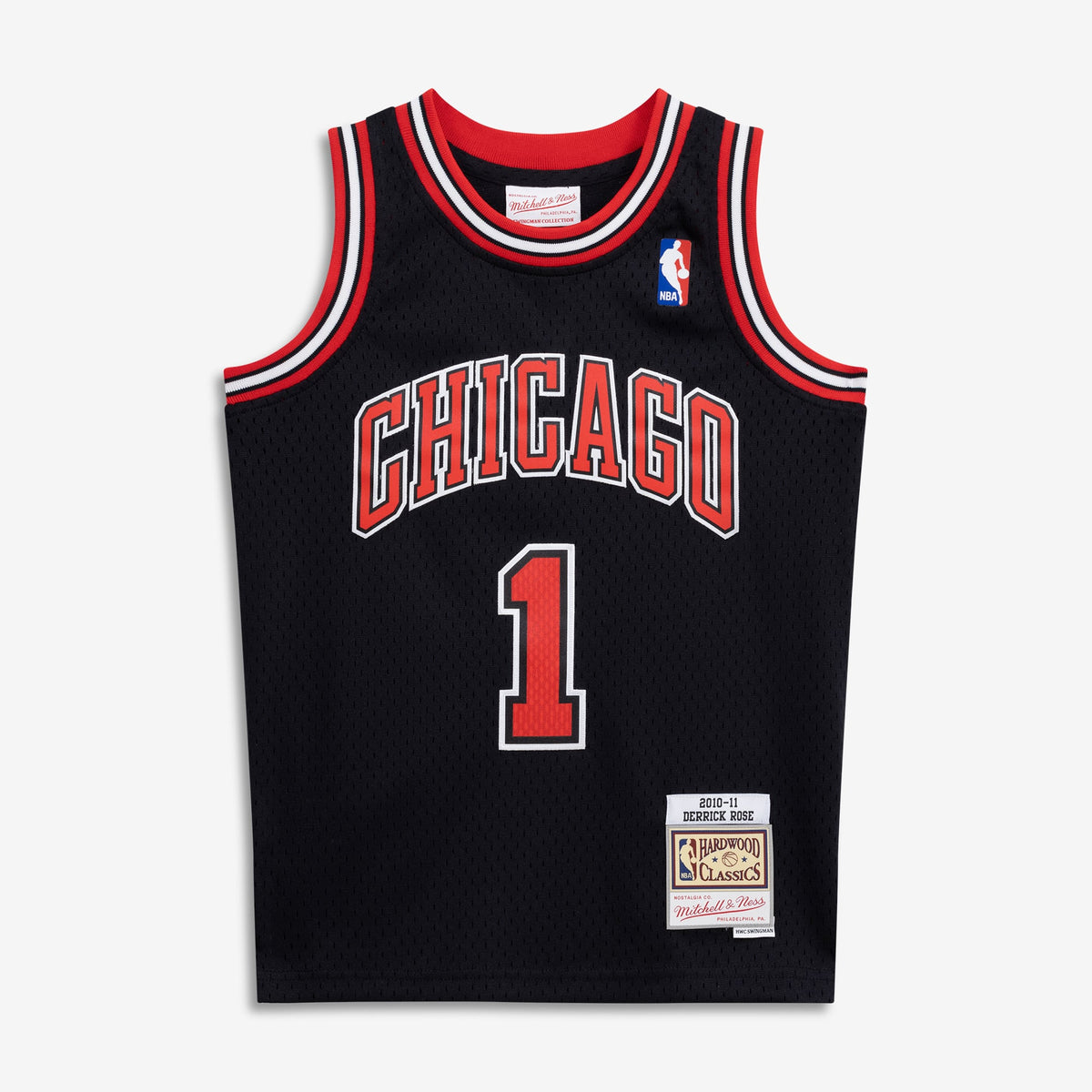 Youth Chicago Bulls Derrick Rose Mitchell & Ness Black 2010/11 Hardwood Classics Swingman Jersey product image 3, provided