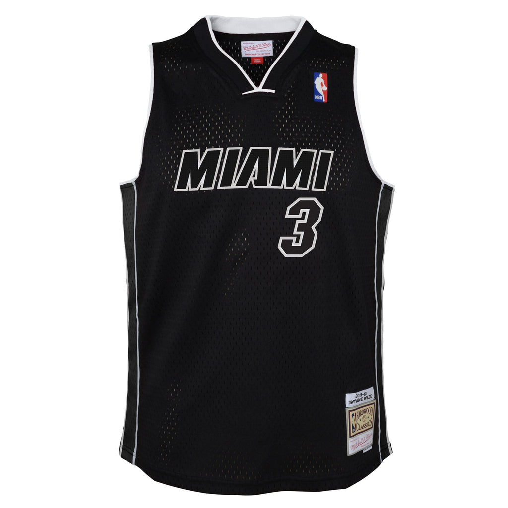 Youth Miami Heat Dwyane Wade Mitchell & Ness Black 2011/12 Hardwood Classics Swingman Alternate Jersey product image 3,