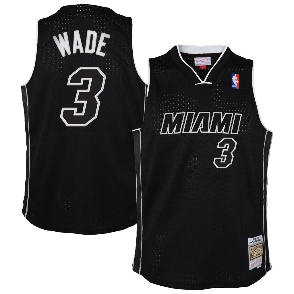 Youth Miami Heat Dwyane Wade Mitchell & Ness Black 2011/12 Hardwood Classics Swingman Alternate Jersey product image 1,