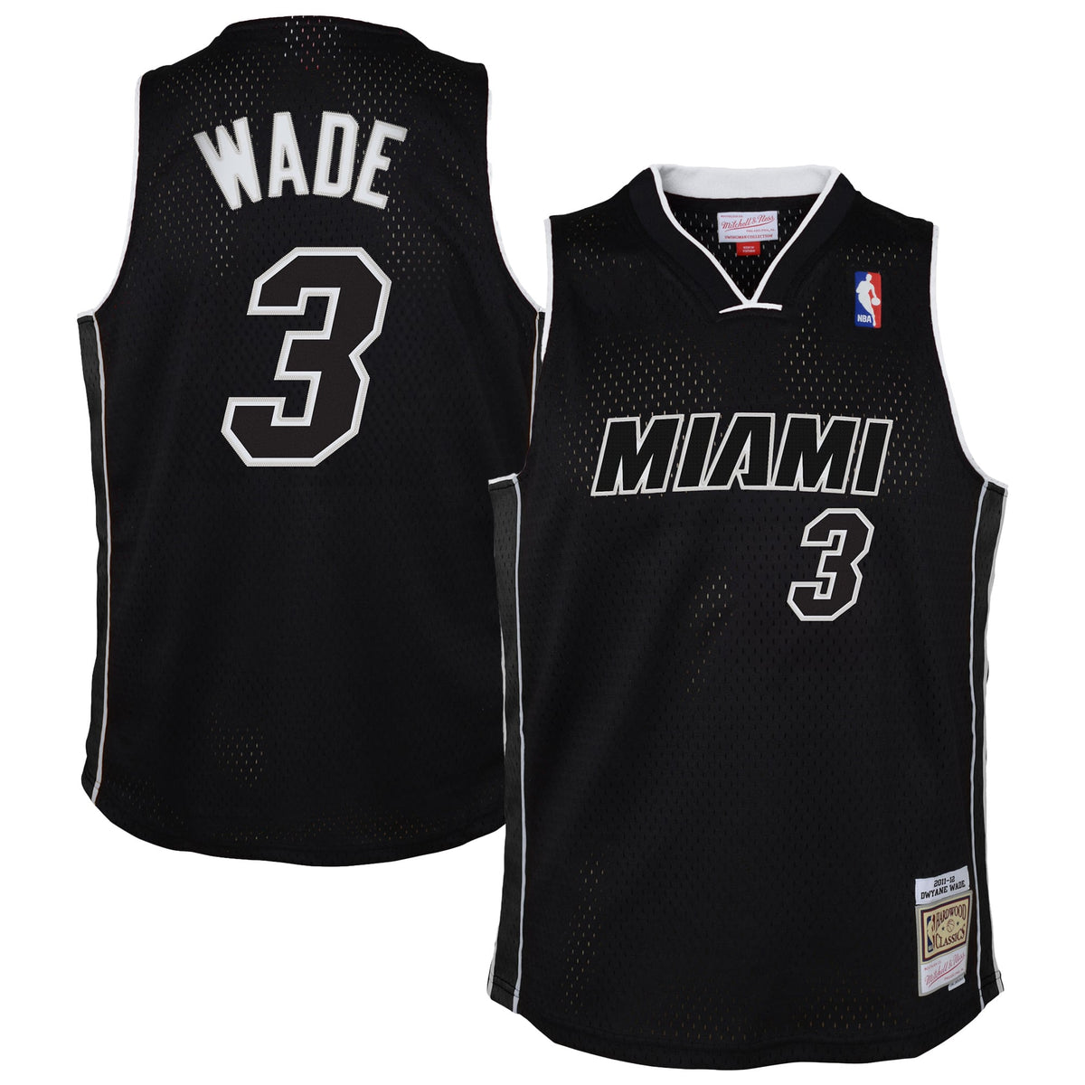 Youth Miami Heat Dwyane Wade Mitchell & Ness Black 2011/12 Hardwood Classics Swingman Alternate Jersey product image 1,