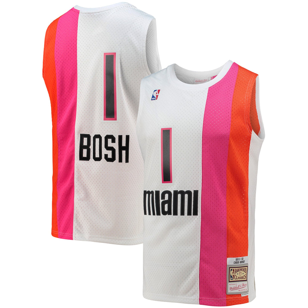Miami Heat Chris Bosh Mitchell & Ness White 2011/12 Hardwood Classics Swingman Jersey for Men product image 2, provided for