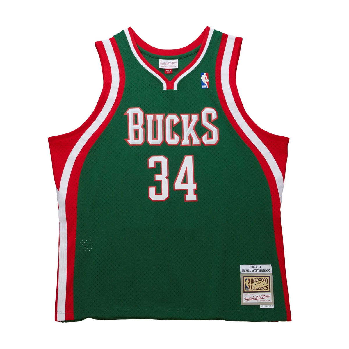 Milwaukee Bucks Giannis Antetokounmpo Mitchell & Ness Hunter Green 2013/14 Hardwood Classics Swingman Jersey for Men product