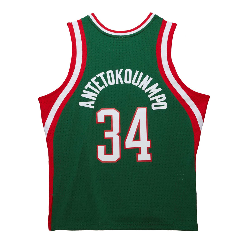 Milwaukee Bucks Giannis Antetokounmpo Mitchell & Ness Hunter Green 2013/14 Hardwood Classics Swingman Jersey for Men product