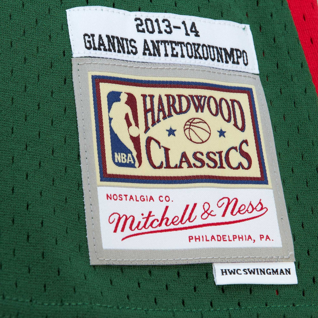 Milwaukee Bucks Giannis Antetokounmpo Mitchell & Ness Hunter Green 2013/14 Hardwood Classics Swingman Jersey for Men product