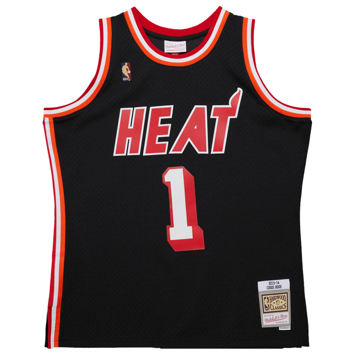 Miami Heat Chris Bosh Mitchell & Ness Black 2013/14 Hardwood Classics Swingman Jersey for Men product image 3, provided for
