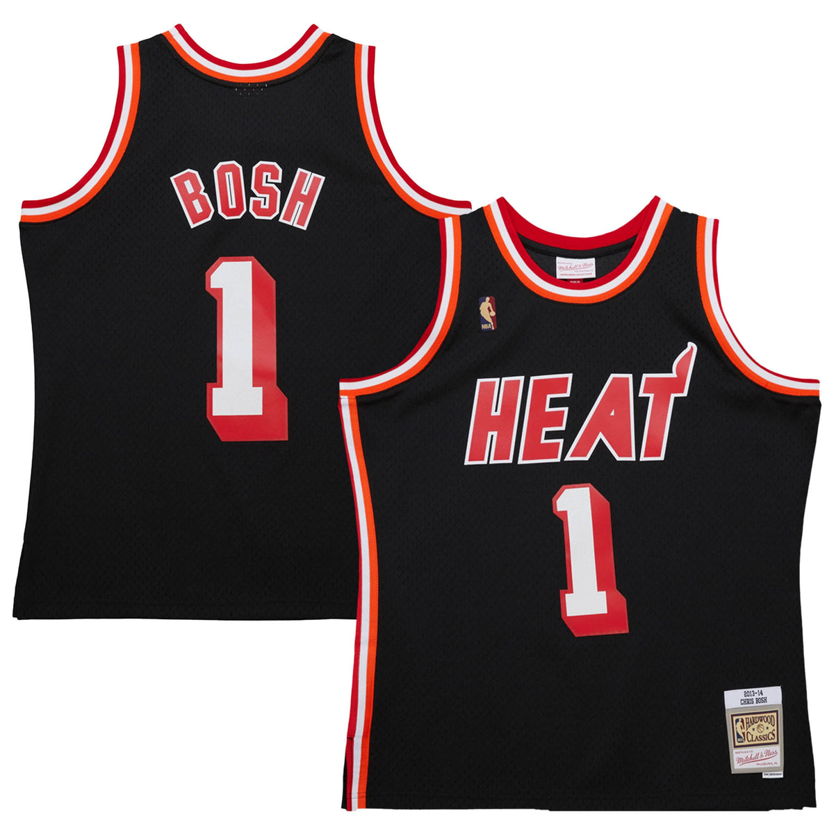 Miami Heat Chris Bosh Mitchell & Ness Black 2013/14 Hardwood Classics Swingman Jersey for Men product image 1, provided for