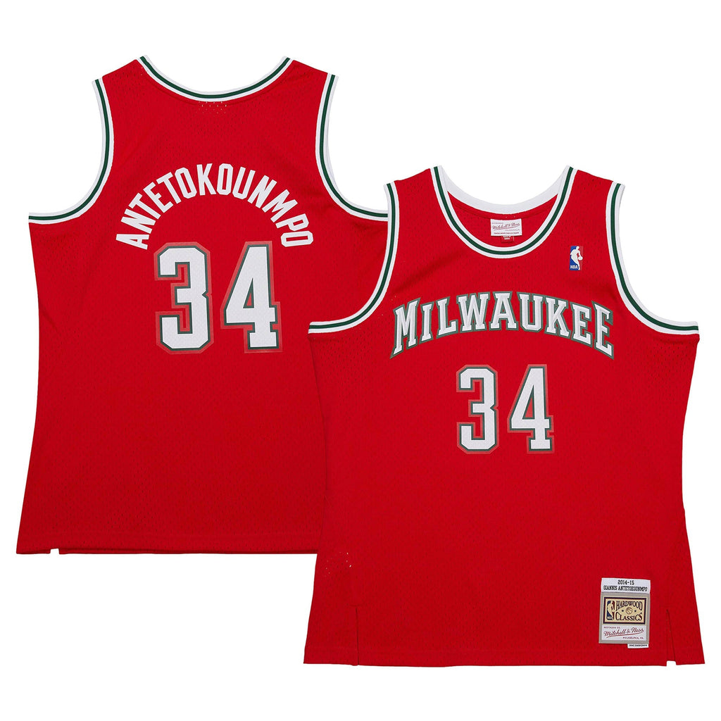 Milwaukee Bucks Giannis Antetokounmpo Mitchell & Ness Red 2014/15 Hardwood Classics Swingman Jersey for Men product image 2,