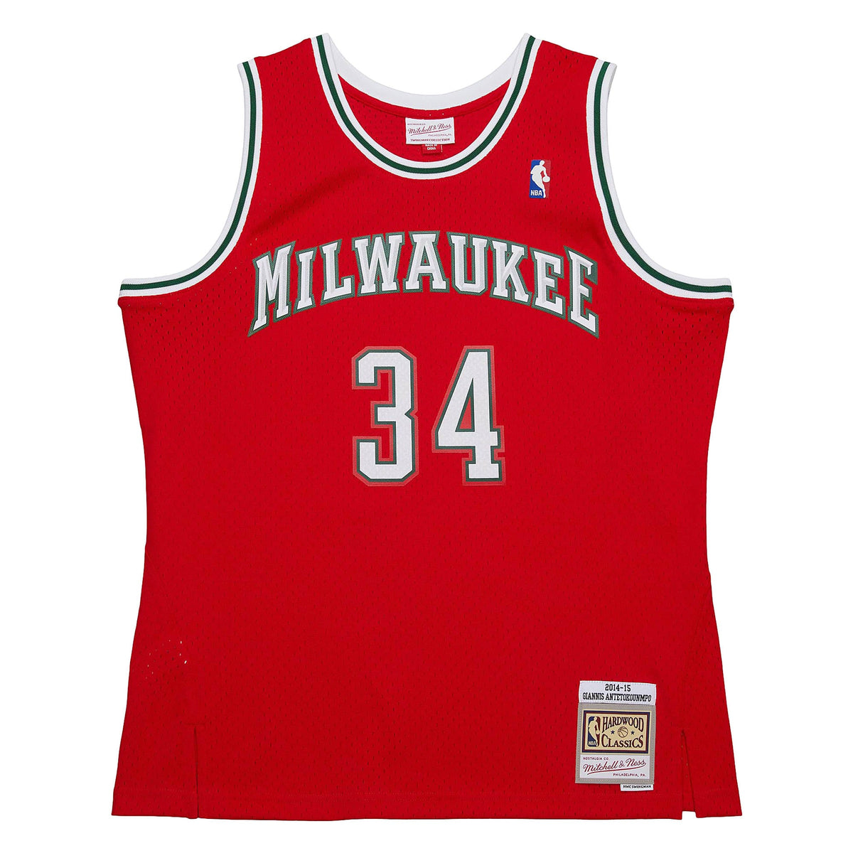 Milwaukee Bucks Giannis Antetokounmpo Mitchell & Ness Red 2014/15 Hardwood Classics Swingman Jersey for Men product image 3,