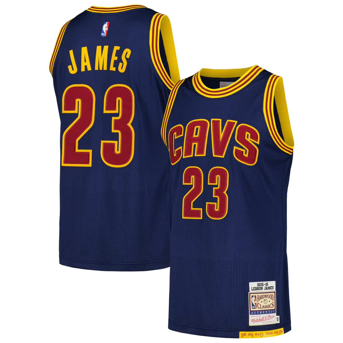 Cleveland Cavaliers LeBron James Mitchell & Ness Navy 2015/16 Hardwood Classics Authentic Jersey for Men product image 1,