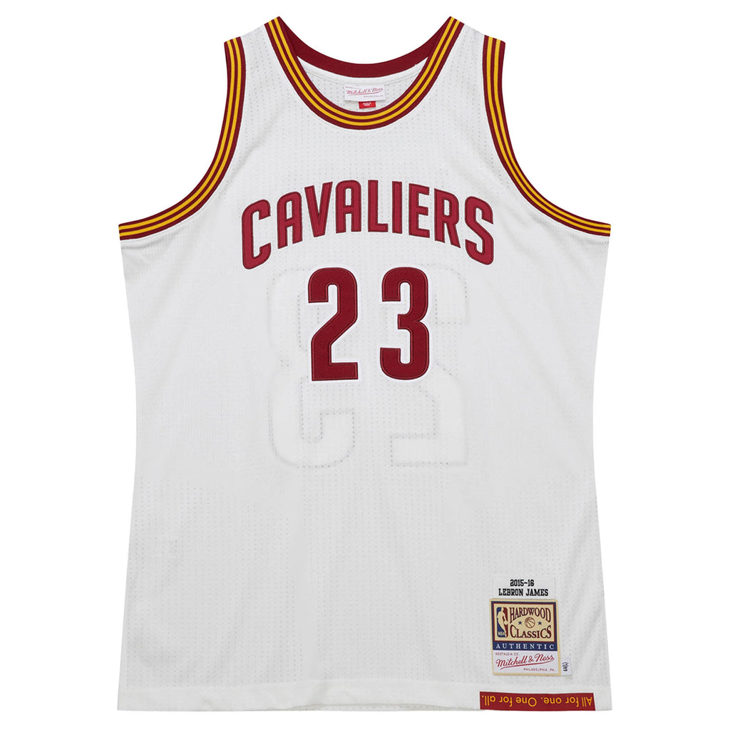 Cleveland Cavaliers LeBron James Mitchell & Ness White 2015/16 Hardwood Classics Authentic Jersey for Men product image 3,