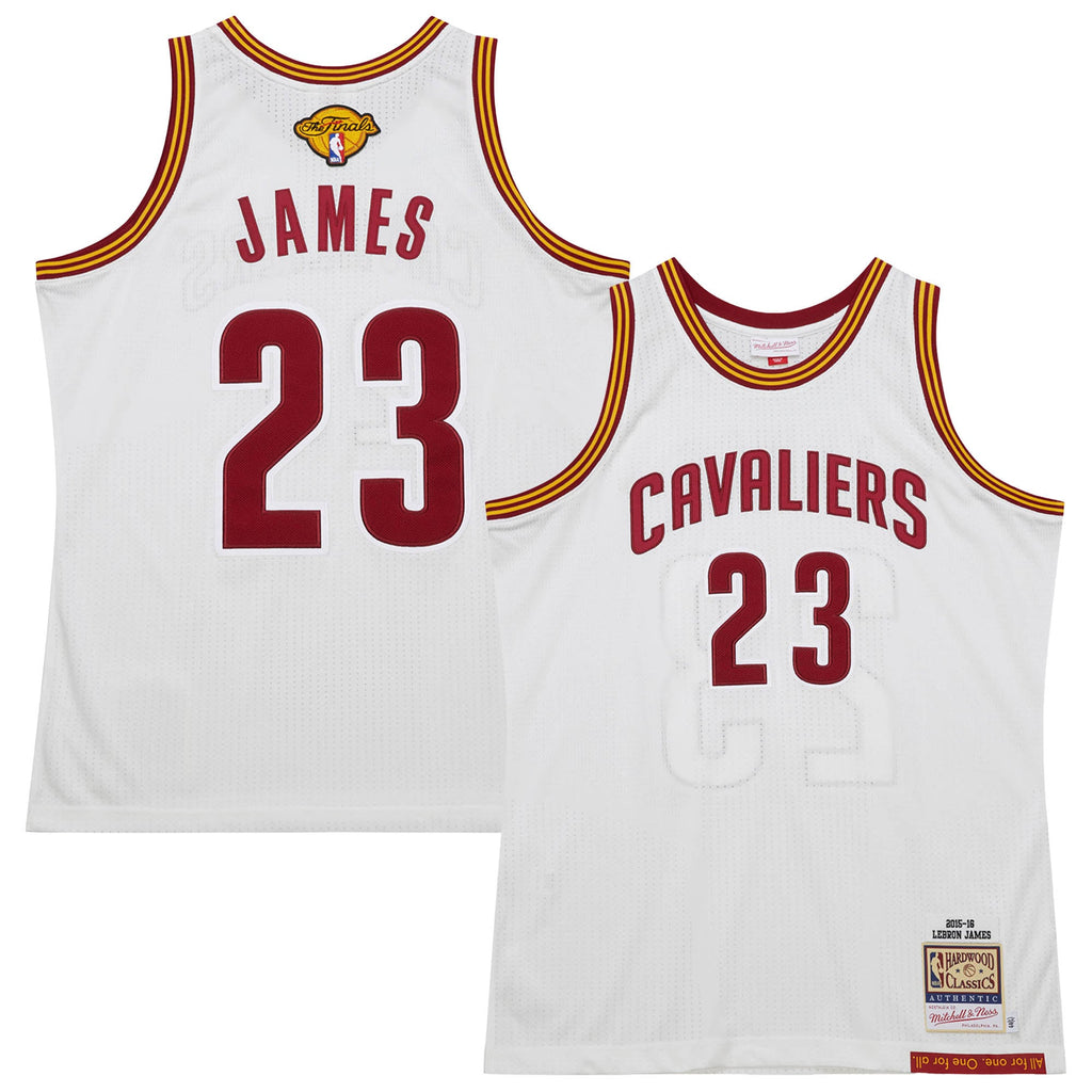 Cleveland Cavaliers LeBron James Mitchell & Ness White 2015/16 Hardwood Classics Authentic Jersey for Men product image 1,