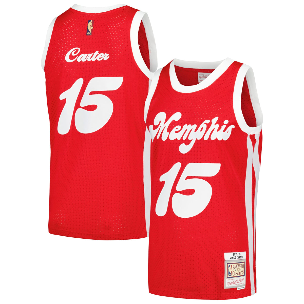 Memphis Grizzlies Vince Carter Mitchell & Ness Red 2015/16 Hardwood Classics Swingman Jersey for Men product image 2,