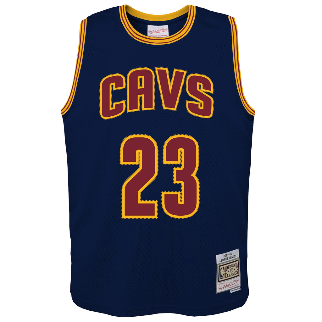 Youth Cleveland Cavaliers LeBron James Mitchell & Ness Navy 2015/16 Hardwood Classics Swingman Jersey product image 3,
