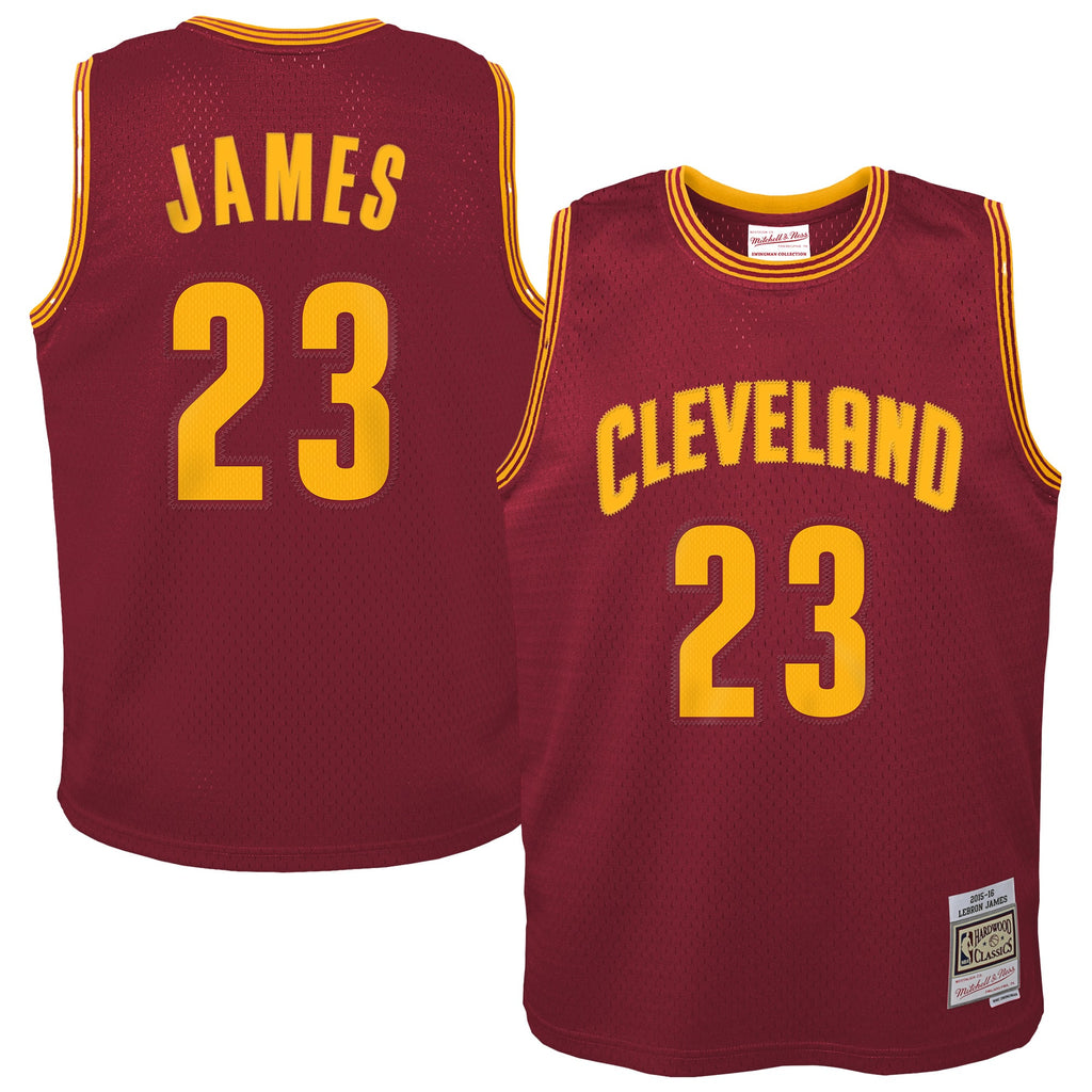 Youth Cleveland Cavaliers LeBron James Mitchell & Ness Wine 2015/16 Hardwood Classics Swingman Jersey product image 1,