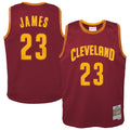 Youth Cleveland Cavaliers LeBron James Mitchell & Ness Wine 2015/16 Hardwood Classics Swingman Jersey product image 1,