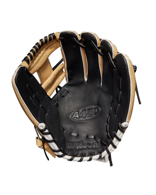 2021 Wilson A450 11.5" Youth Baseball Glove (WBW100174115) product image 2, provided for visual reference and product detail