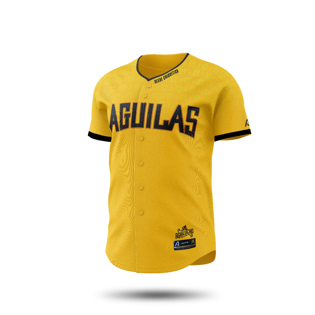 2024-2025 OFFICIAL Aguilas Cibaeñas Full Button Jersey - Gold/Patern product image 1, provided for visual reference and