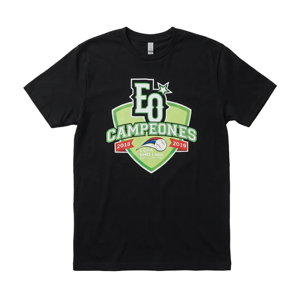 Estrellas Campeones black T-Shirts product image 1, provided for visual reference and product detail review