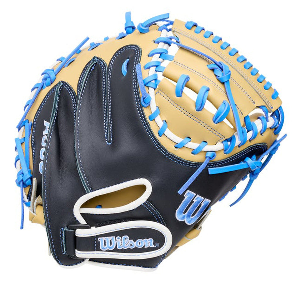 2027 Wilson A500 32" Youth Baseball Catcher’s Mitt | Half Moon Web | WBG08901RT32 product image 1, provided for visual