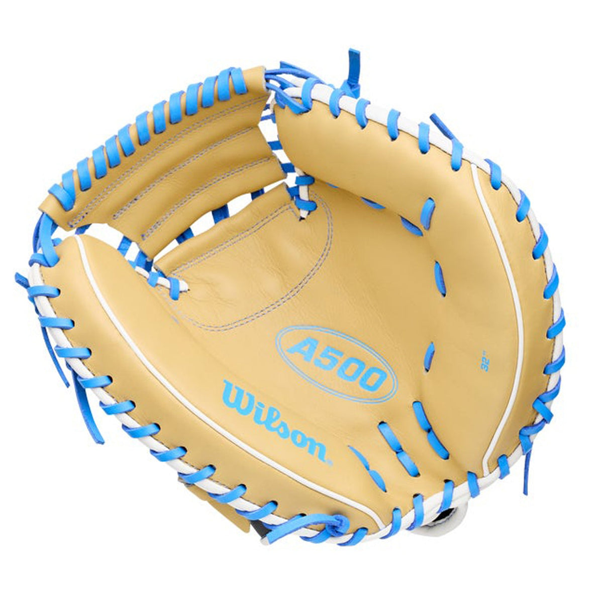 2027 Wilson A500 32" Youth Baseball Catcher’s Mitt | Half Moon Web | WBG08901RT32 product image 2, provided for visual