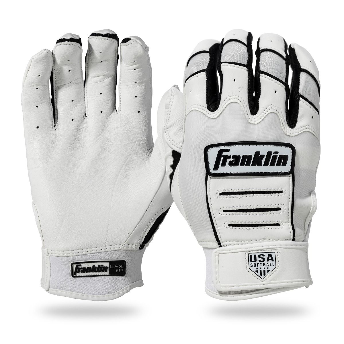 Franklin USA Women Softball CFX FP Batting Glove - White/Black product image 1, provided for visual reference and product