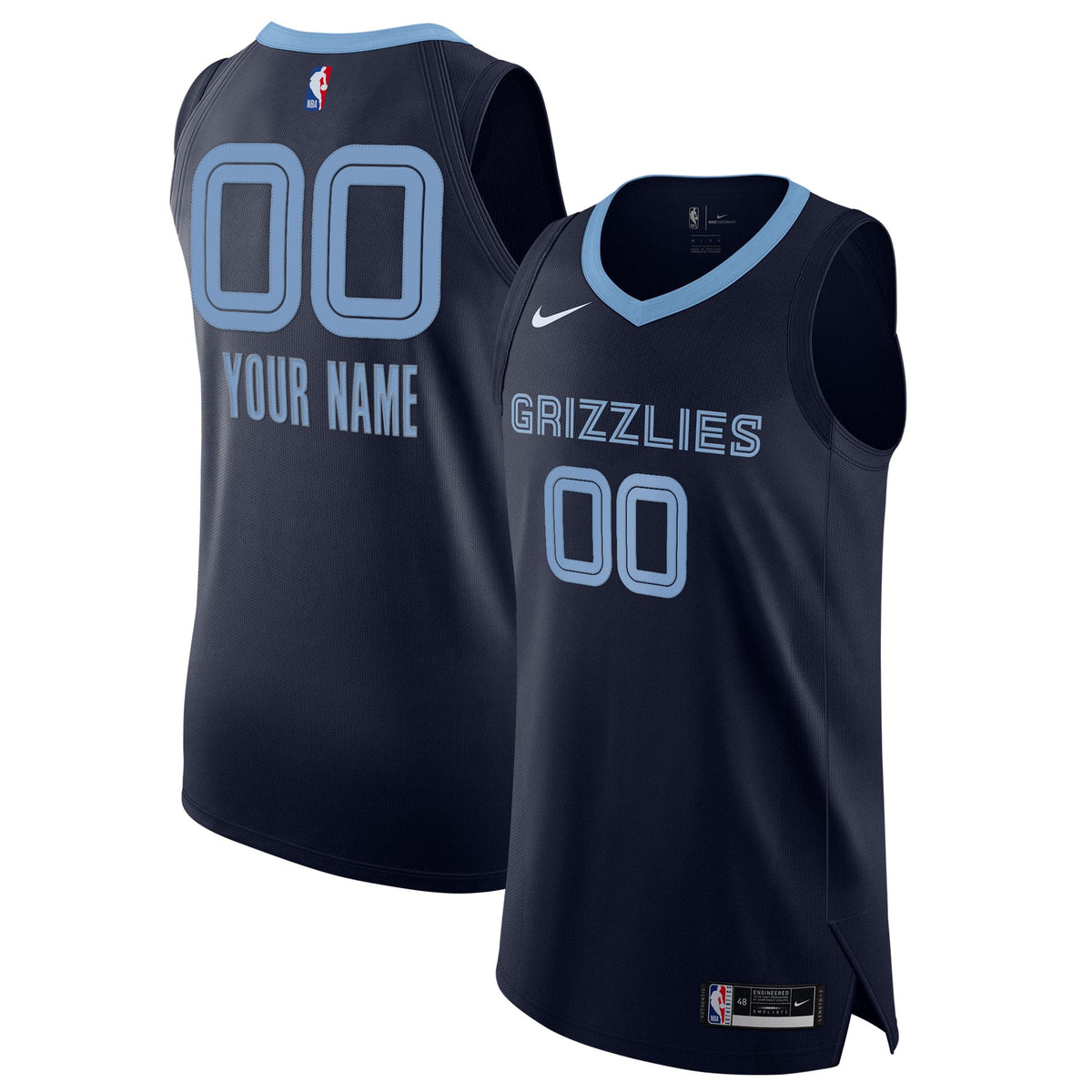 Memphis Grizzlies Nike Navy 2020/21 Authentic Custom Jersey - Icon Edition for Men product image 2, provided for visual