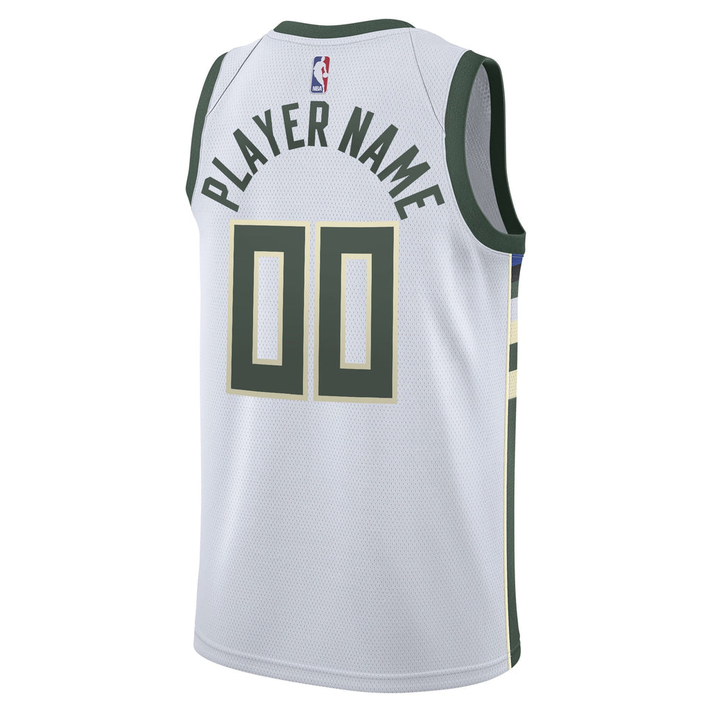 Milwaukee Bucks Nike White 2020/21 Swingman Custom Jersey - Association Edition for Men product image 4, provided for visual