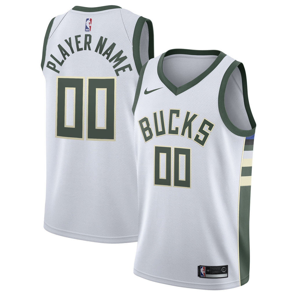 Milwaukee Bucks Nike White 2020/21 Swingman Custom Jersey - Association Edition for Men product image 1, provided for visual