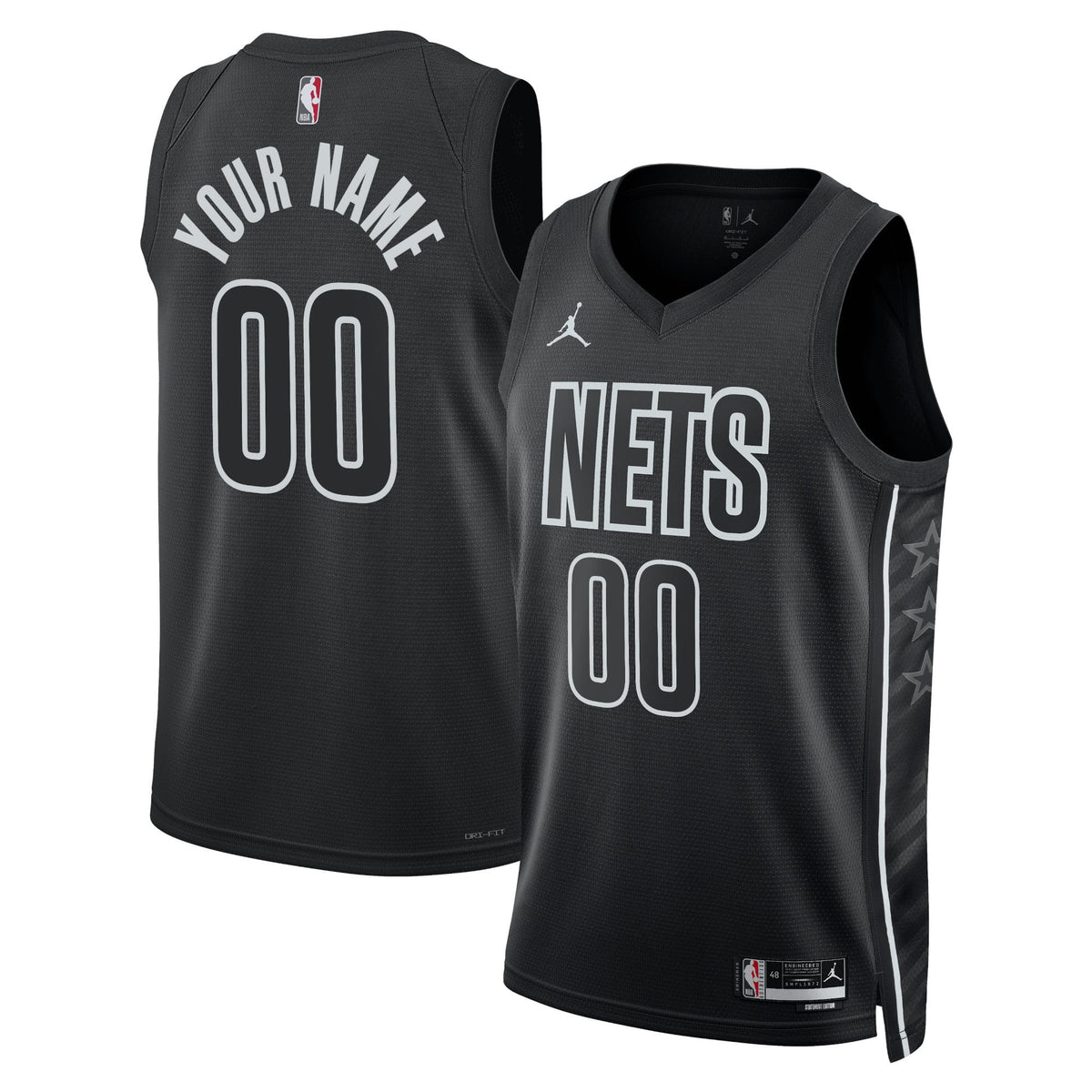 Unisex Brooklyn Nets Jordan Brand Black 2022/23 Swingman Custom Jersey - Statement Edition product image 1, provided for
