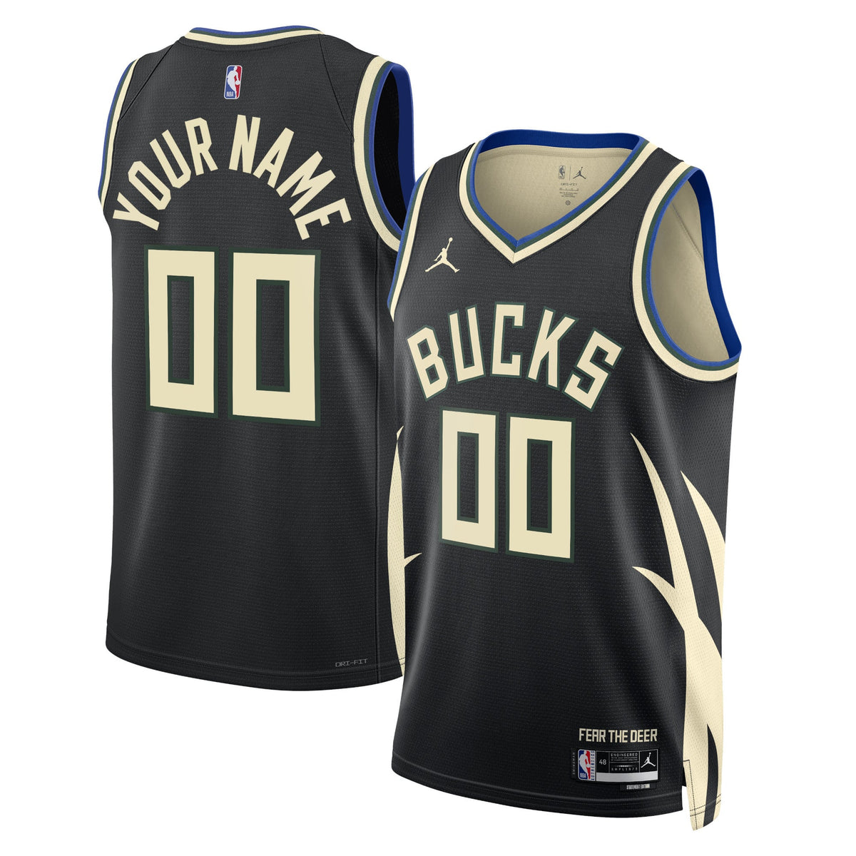 Unisex Milwaukee Bucks Jordan Brand Black 2022/23 Swingman Custom Jersey - Statement Edition product image 2, provided for