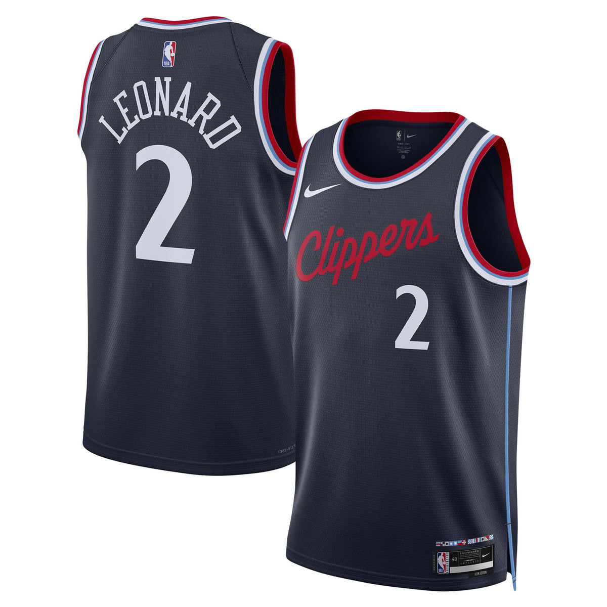 Unisex LA Clippers Kawhi Leonard Nike Navy 2024/25 Swingman Jersey - Icon Edition product image 2, provided for visual