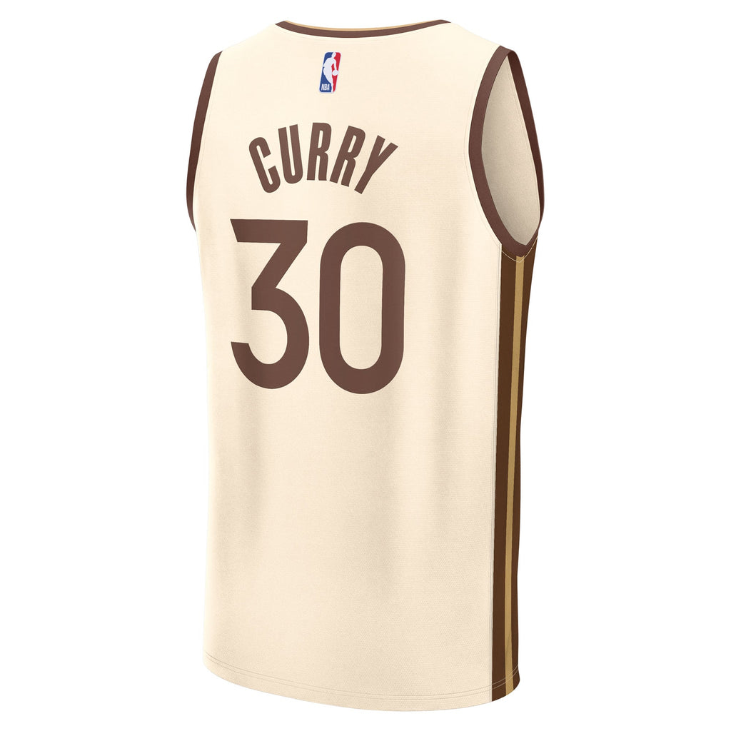 Youth Golden State Warriors Stephen Curry Fanatics Tan 2025/26 City Edition Fast Break Jersey product image 4, provided for