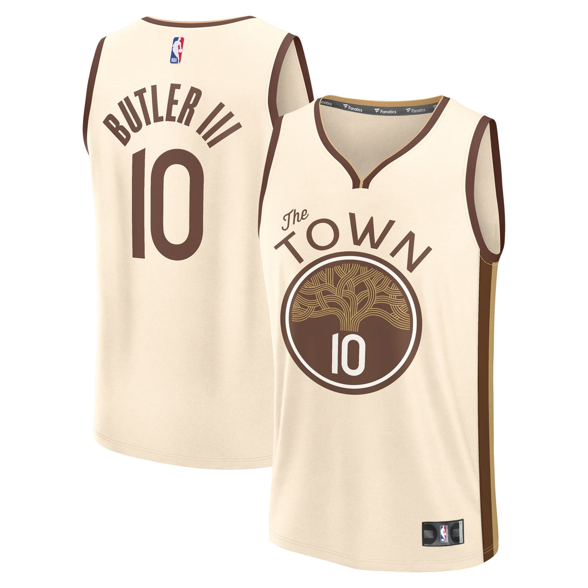 Youth Golden State Warriors Jimmy Butler III Fanatics Tan 2025/26 City Edition Fast Break Jersey product image 2, provided