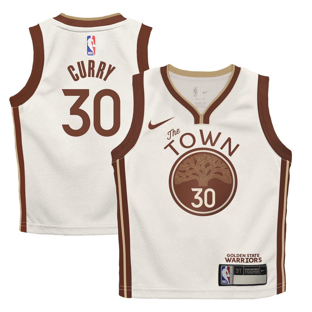 Preschool Golden State Warriors Stephen Curry Nike Tan 2025/26 City Edition Swingman Jersey product image 1, provided for