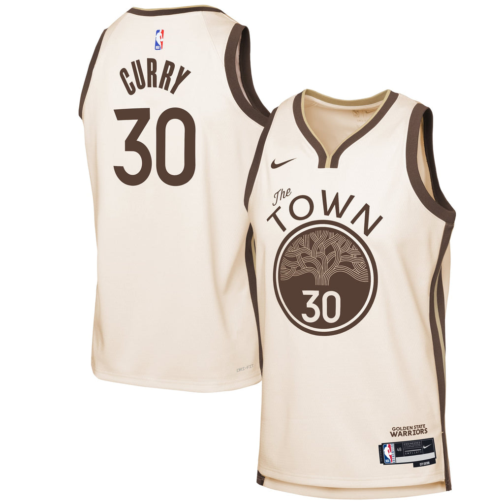 Youth Golden State Warriors Stephen Curry Nike Tan 2025/26 City Edition Swingman Jersey product image 1, provided for visual